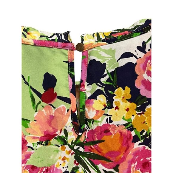 Investments Top Plus Size 2X Green Floral Cold Shoulder S/S Office Career Casual - Picture 13 of 14